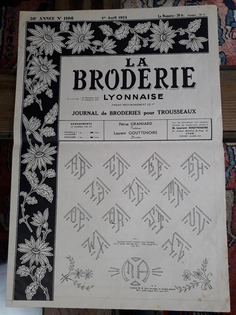 Ancien Album LA BRODERIE LYONNAISE – Hors-série Spécial N°11 (grand Format)