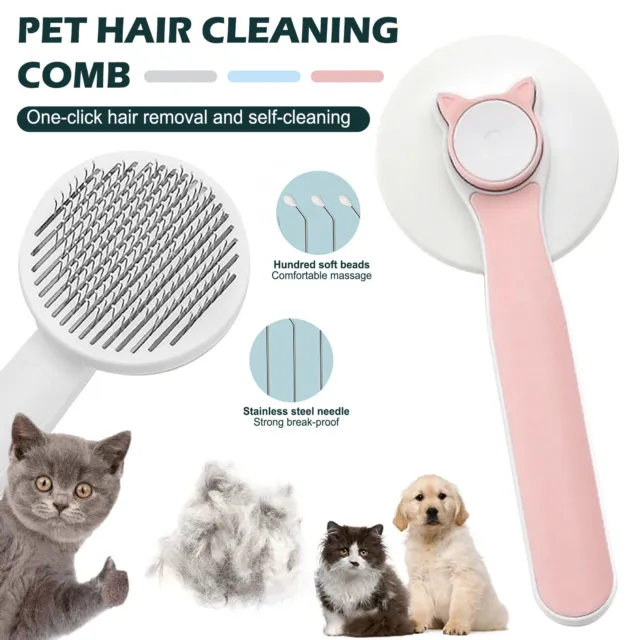 Pet Dog Cat Clean Grooming Self Cleaning Slicker Brush Massage Hair Remover Comb