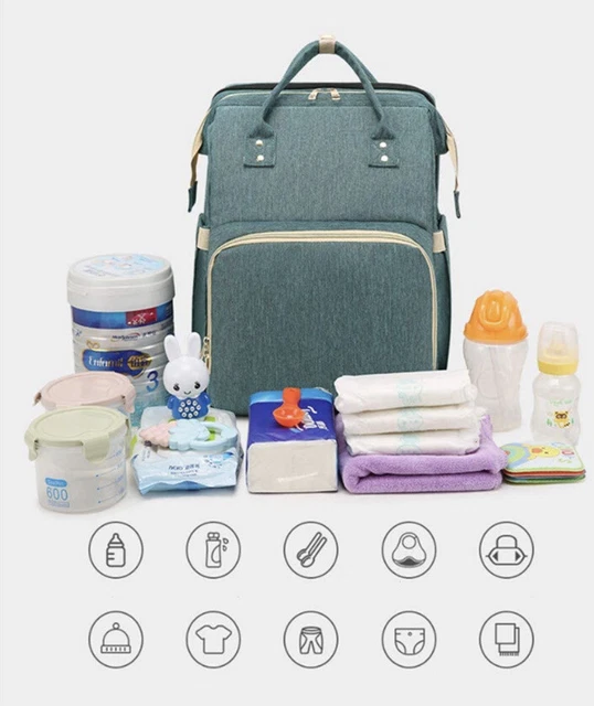 3 in 1 Travel Bassinet Foldable Baby Bed, Diaper Bag Backpack Changing Station
