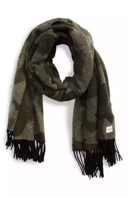 rag & bone Addison Recycled Wool Blend Scarf in Green Camo