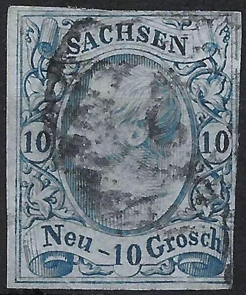Sachsen 1856 . MiNr.13a . 10Ngr.  BPP geprüft . N2 Leipzig