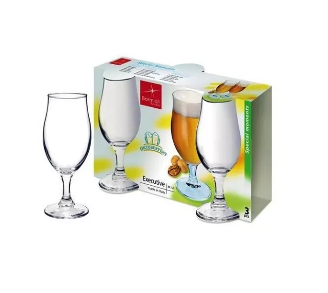 Set 3 Calici Birra in Vetro Trasparente Executive 39 cl Bormioli