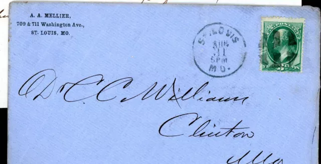 1875-St. Louis, Missouri to Clinton-Dr. C. William from A. Mellier-druggist