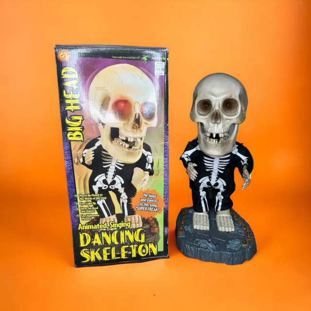 VTG HALLOWEEN Gemmy Big Head Singing Dancing Animated Skeleton Super Freak Song