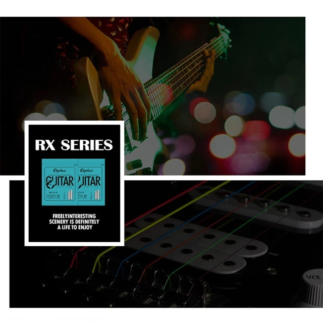 Orphee Colourful Electric Guitar Strings Hexagonal Carbon Steel Light 009-042