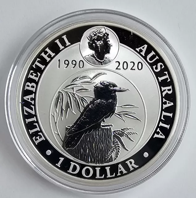 1990 - 2020 1oz Silver Australia $1 Perth Mint Kookaburra 30th Anniversary Coin