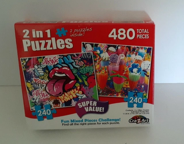 2 in 1/ 480 Pcs {240 Pieces Each} 11.25"x 9" CraZart_Drink_ New Jigsaw Puzzle