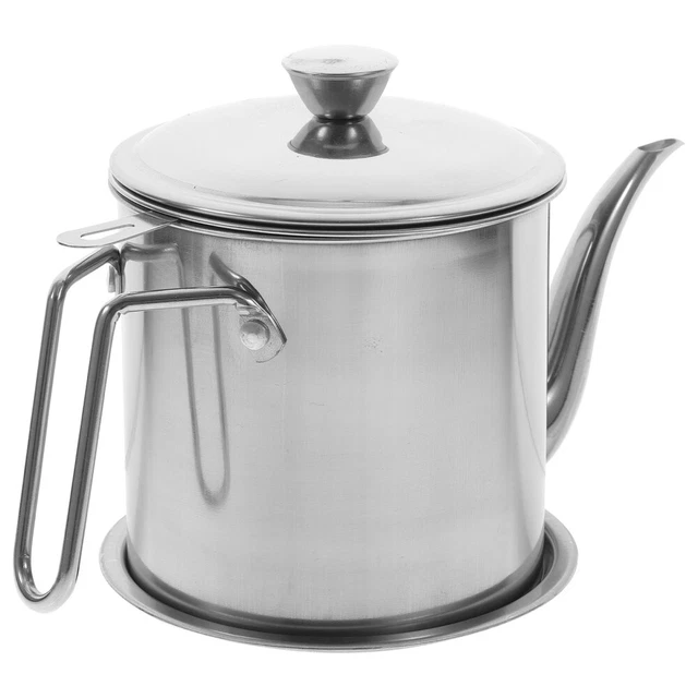 Oil Dispenser Bottle Kitchen Stainless Steel Oil Pot Grease Filter Bacon