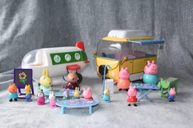 Peppa Pig Toy Collection. Aircraft Camper Van & Figures Bundle