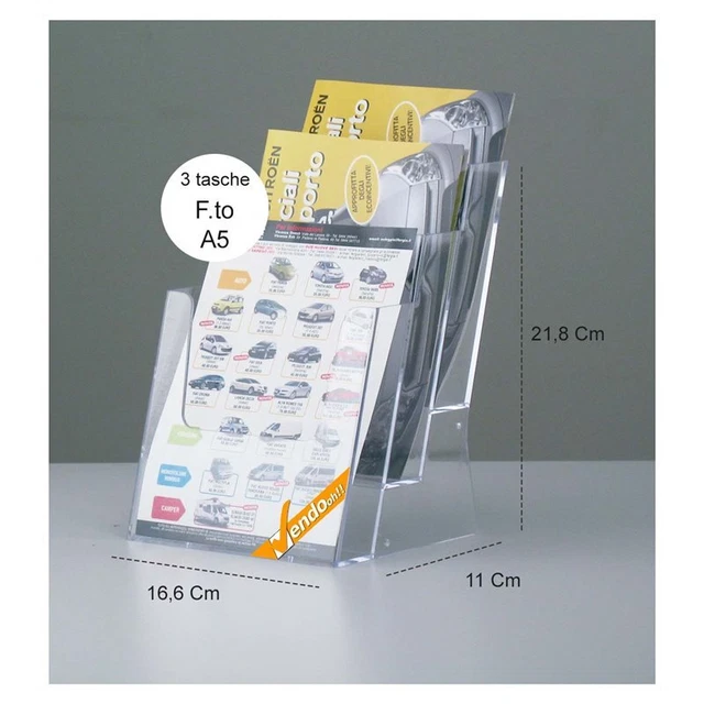 Espositore A5 Per Depliant Da Tavolo O Parete - 2 Pezzi, Trasparente, In Plastica, Per Menu E Volantini