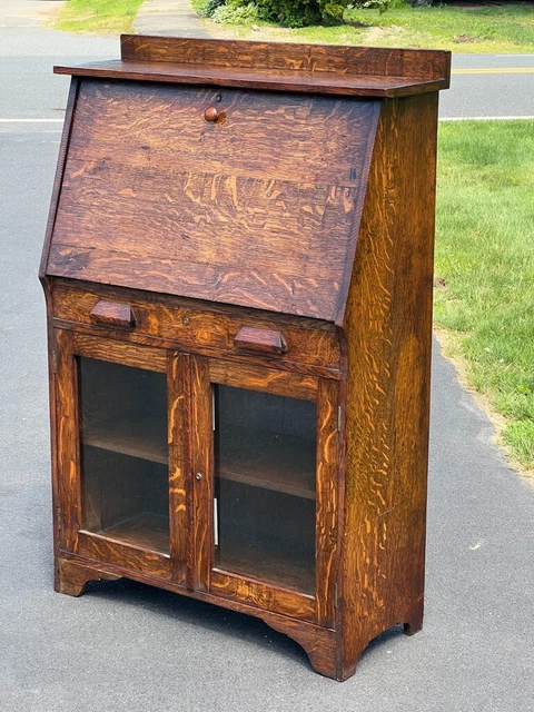 Custom Mission Quarter Sawn Oak Slant Front Secretary