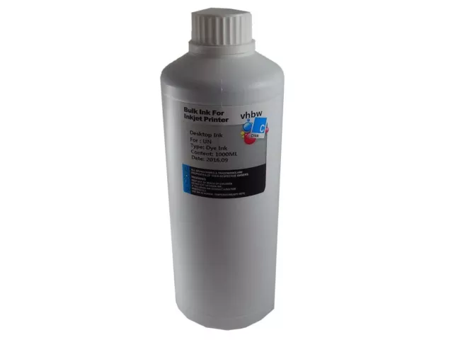 DYE Set Encre 1000ml / 1L cyan pour HP, Epson, Canon