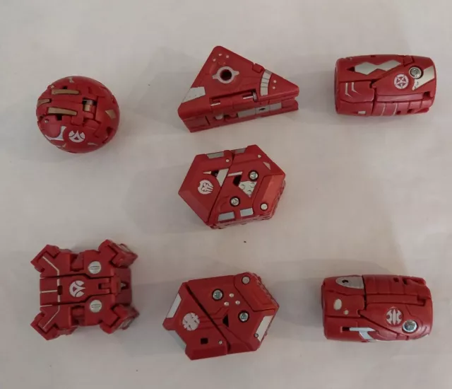Bakugan 7 In 1  Pyrus Maxus Dragonoid - Complete set of 7 plus 7 Cards