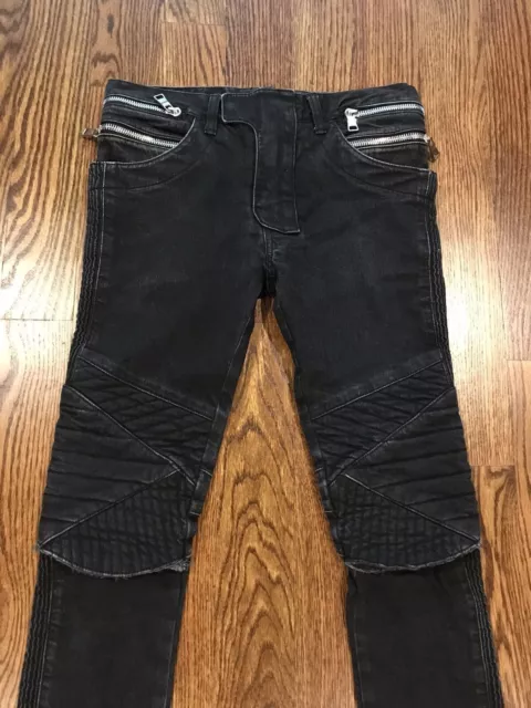 100% Authentic Black Balmain Biker Jeans 27