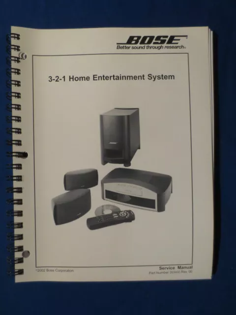 Bose 3-2-1 Home Entertainment Cd Service Manual Binder Original Good Condition