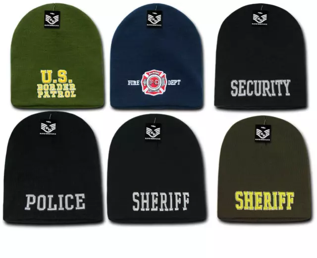 Police Fire Dept Security Border Patrol Sheriff Short Beanies Knit Caps Winter