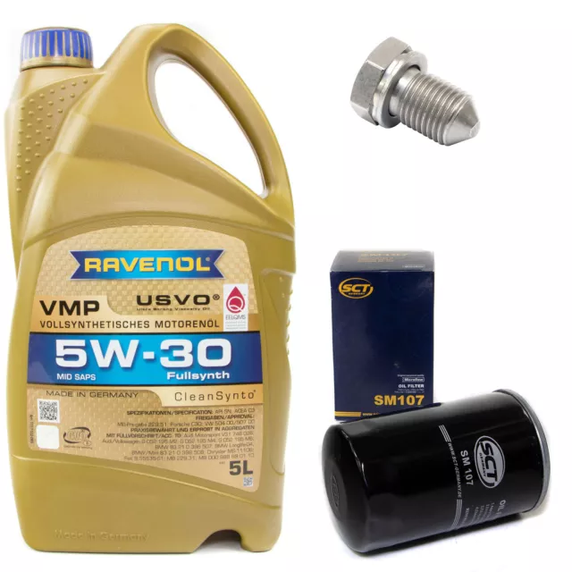 Huile Moteur Kit 5W-30 5 Litre + Filtre à Sm 107 + Hélice pour Audi Cabriolet