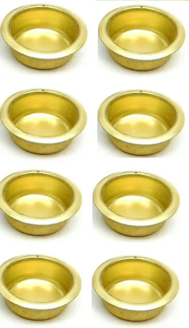 (8 Pack) Finger Grip Cup Pulls 3/4" Solid Bright Brass Finish.