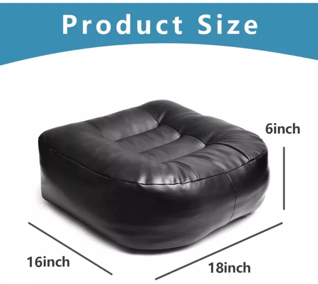 Super Thicken Leather Car Seat Cushion for Adults - Portable Angle Lift Seat Pad