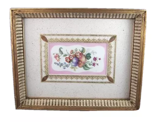 Antique 19thC Sevres Porcelain Floral Design Plaque Porzellan Bild France French