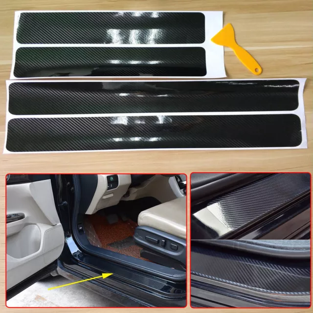 4x Universal 5D Carbon Fiber Car Scuff Plate Door Sill Sticker Panel Protector
