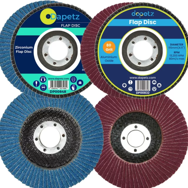 Flap Sanding Grinding Discs 115mm 40 60 80 120 Grit Aluminium Oxide Zircon 4.5"