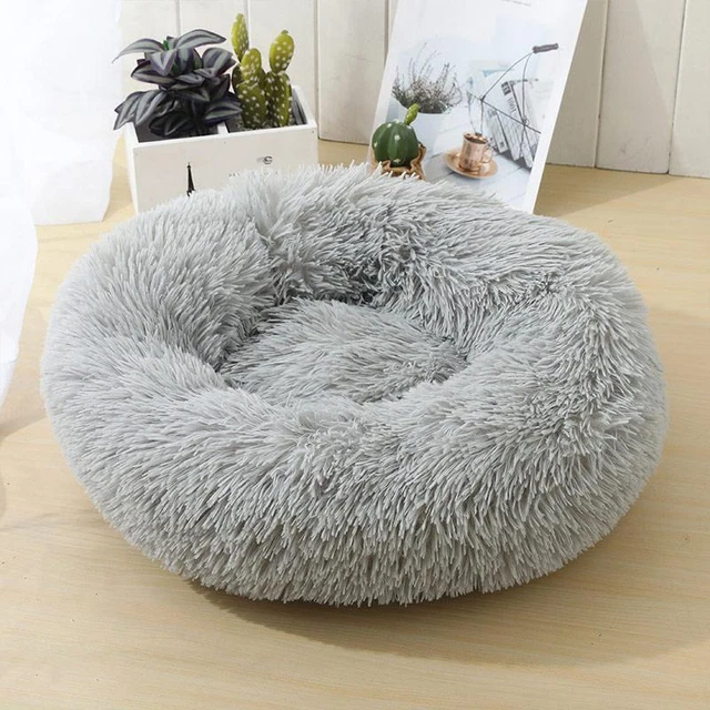 NEW Donut Plush Pet Dog Cat Bed Fluffy Soft Warm Calm Bed Sleeping Kennel Nest 12
