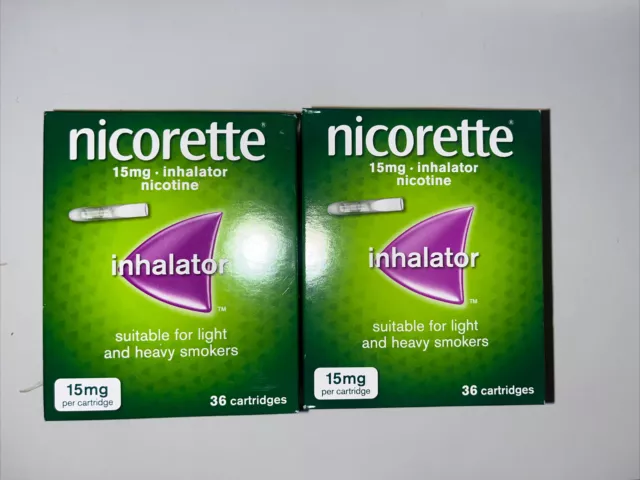 2x Inalatore Nicorette 15mg 36 Cartucce 2 Scatole 72 in totale.