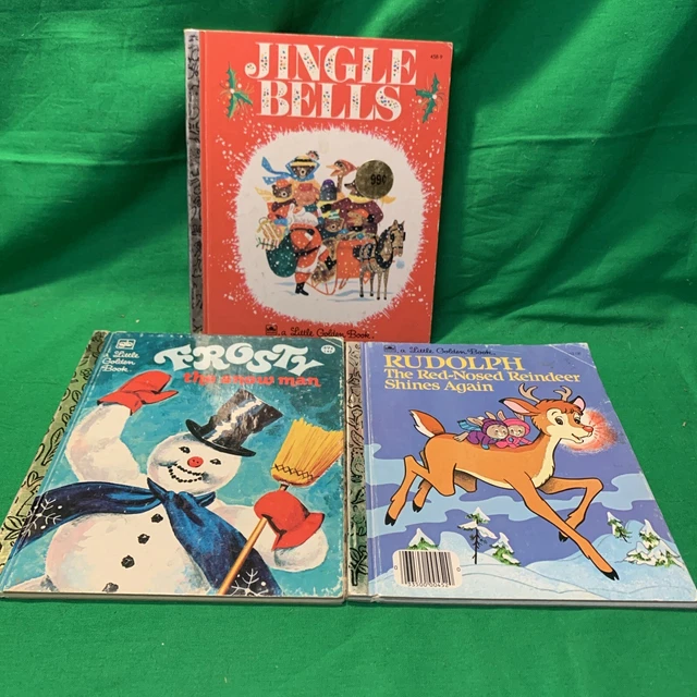 LOT 3 Little Golden Books Christmas Rudolph, Frosty, Jingle Bells 1960s-1980s S1