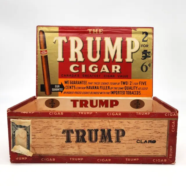 Trump Cigar Empty Box Wooden Collectable Tobacco Case Vintage Tobacciana