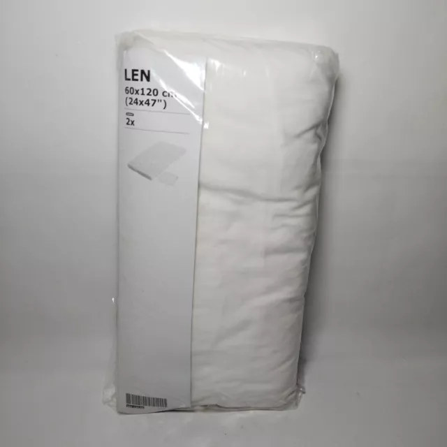 Ikea Len Pack of 2 fitted cot sheets 60x120cm White 501.139.38 NEW Soft Cotton