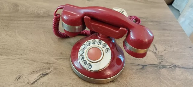 Telefono disco rosso Sip Telecom Telcer vintage rotella rete fissa anni 70/80 #7