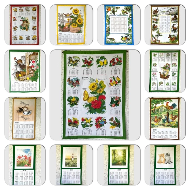STOFFKALENDER 2025, TEXTILKALENDER, Wandkalender ca.45x65cm und 35x65cm