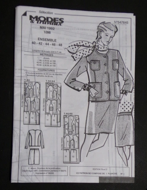 Patron De Couture Modes Et Travaux N°583 - Ensemble En Voile Et Coton Imprimé - Occasion