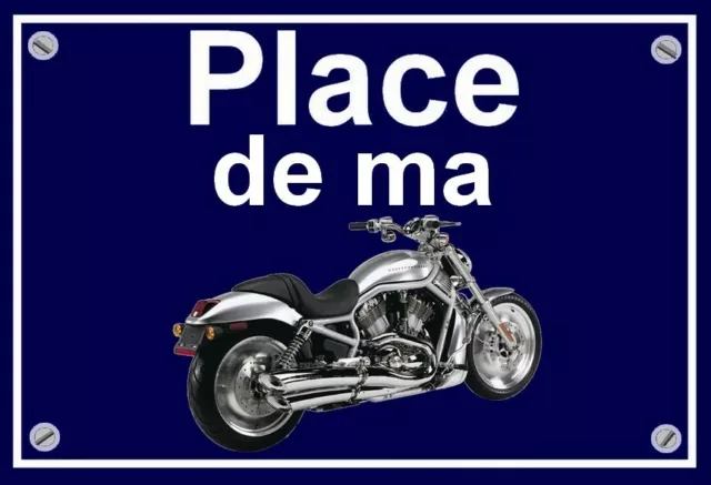 plaque " PLACE DE MA HARLEY DAVIDSON V ROD  "  ( 22 cm x 15 cm x 3 mm )