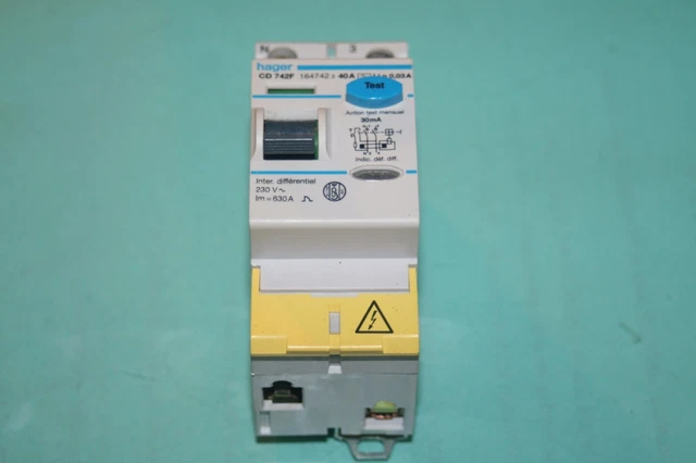Diferencial 2 Polos x 40 A x 30 mA HAGER CDC748M
