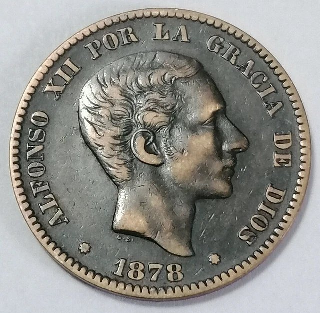 ESPAGNE- 10 Centimos Alphonse XII 1878 Oeschger Mesdach & CO en cuivre
