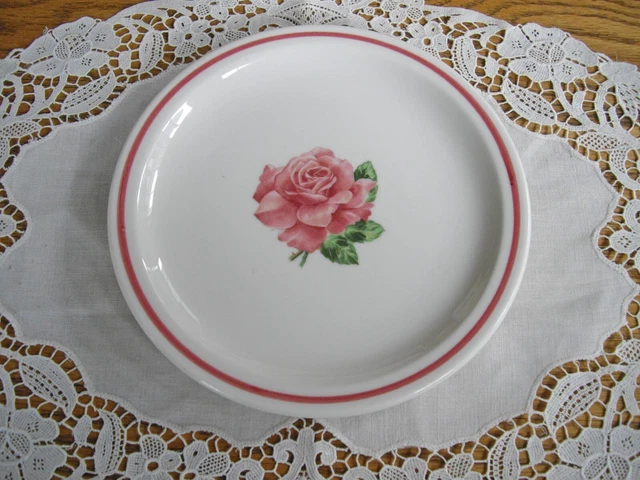 Vintage Syracuse China Great Northern RAILROAD PINK ROSE Econo-Rim 7" Plate ~