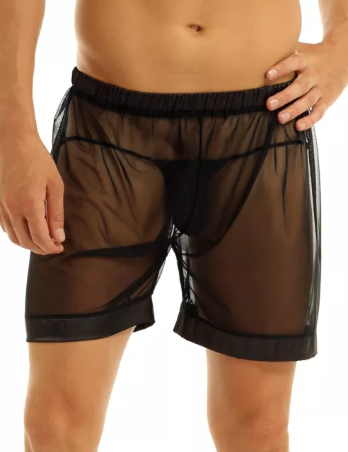 Herren Boxershorts sexy Pants Hipster Slip Dessous transparent,Unterwäsche M-4XL