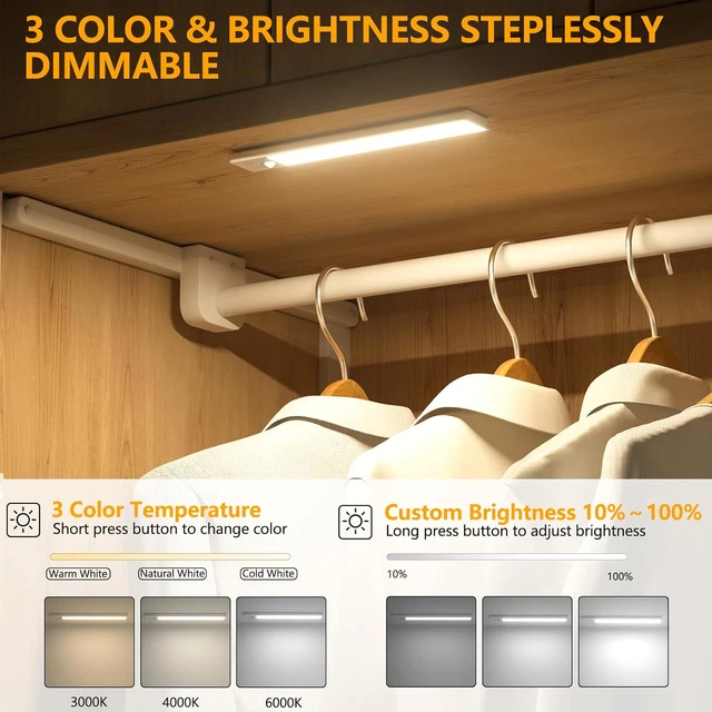 OUILA UNDER Kitchen Lights, 3 Color Dimmable 32 LED Motion