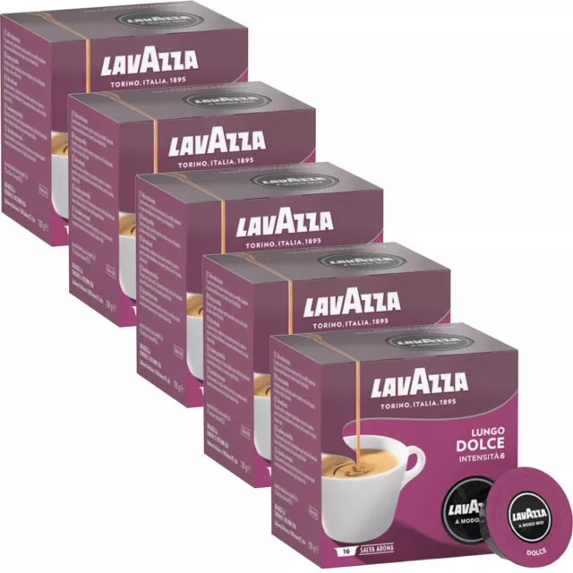 Lavazza Lungo Dolce Kapseln für "A Modo Mio" Maschinen (5er Pack)