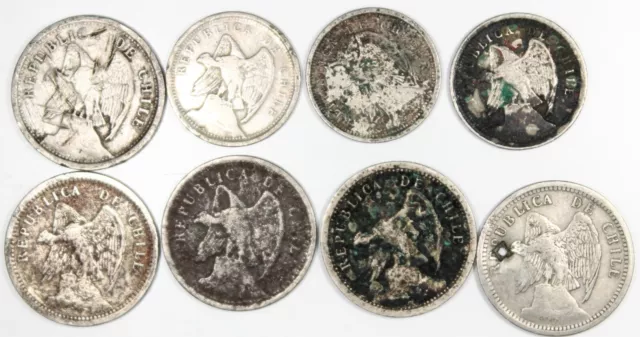 Chile coins lot of 8 Pieces, 20 & 10 Centavos 1922-1940 Group A31