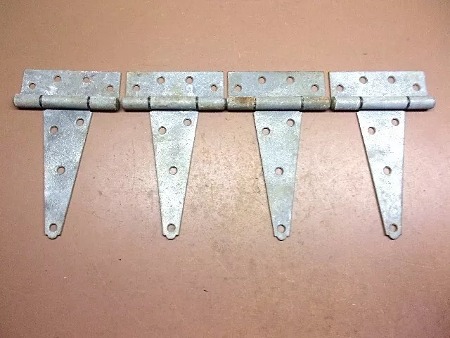 Vintage Lot of 4 STANLEY Zinc Plated 6" T-Hinges Heavy Duty Gate Door Hardware