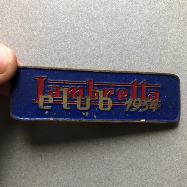 T) Targhetta metallica 8x2,5cm Lambretta Club 1954 moto motocilcismo NO vespa
