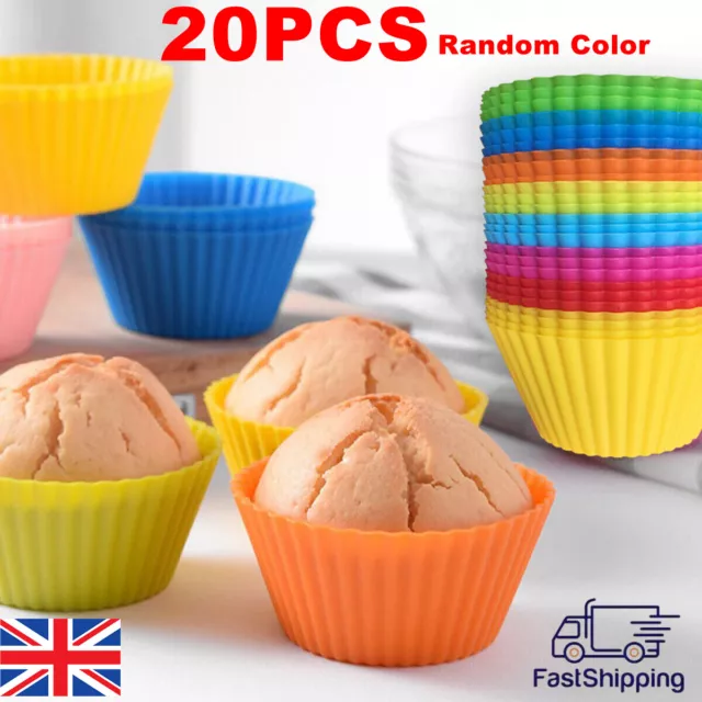 20Pcs Silicone Cup Cake Muffin Chocolate Cupcake Cases Baking Cup Cookie Mould