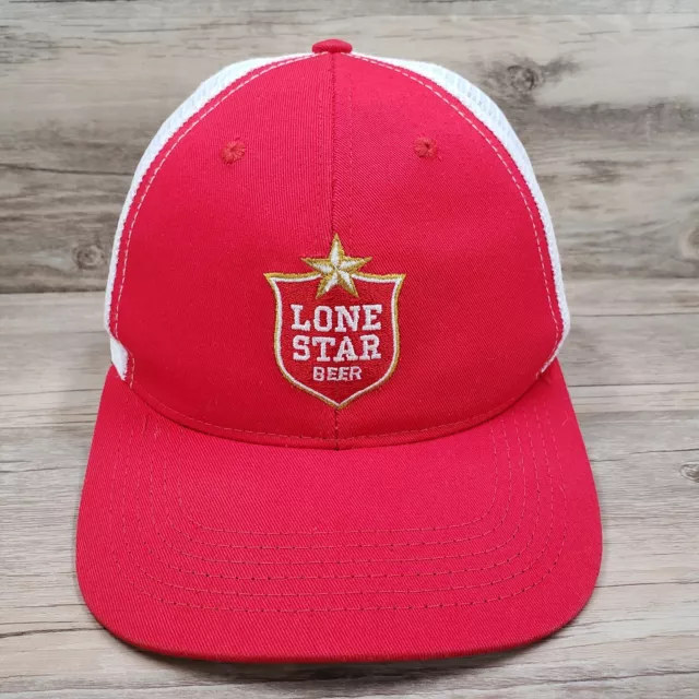 Lone Star Beer Hat Cap Snap Back Hooey Mesh Back USA Red Texas Shield Logo Adj