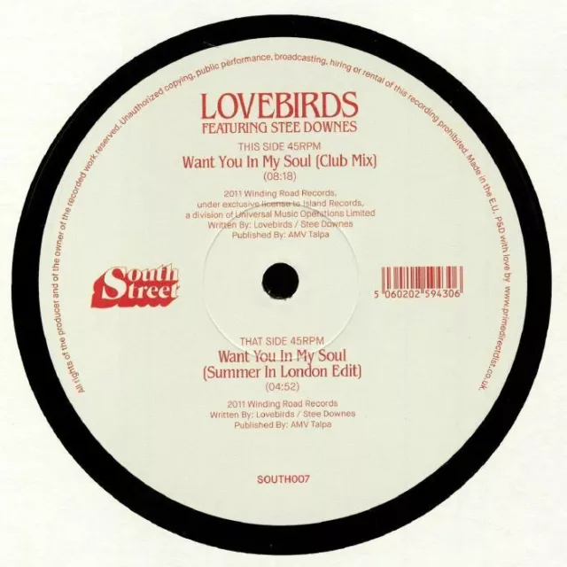 LOVEBIRDS feat STEE DOWNES - Want You In My Soul - Vinyl (12")