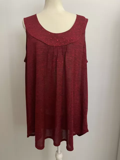 Taking Shape Red Sleeveless Sequin Top Plus Size Size M