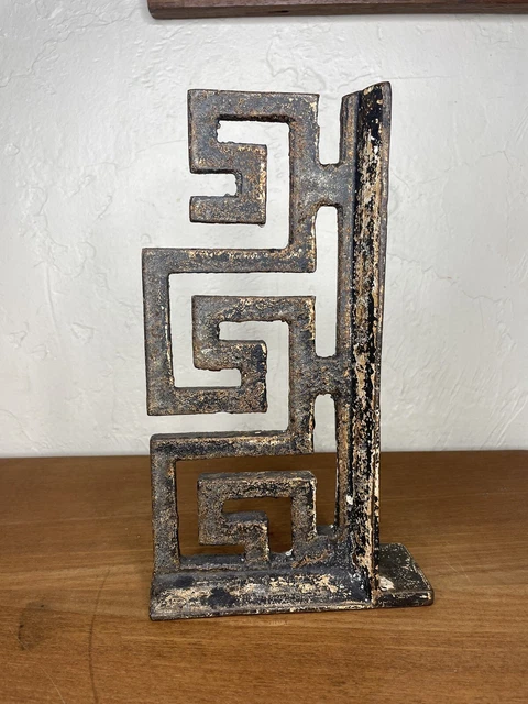 Arts & Crafts Period Cast Iron Door Stop Bookend Greek Key Design