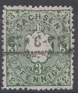 Sachsen, Mi.Nr. 14 Staatswappen (3 Pf.)